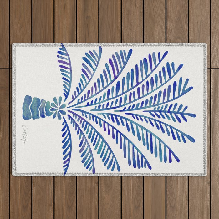 Palm Tree - Navy Palette Outdoor Rug Gallery Image 1