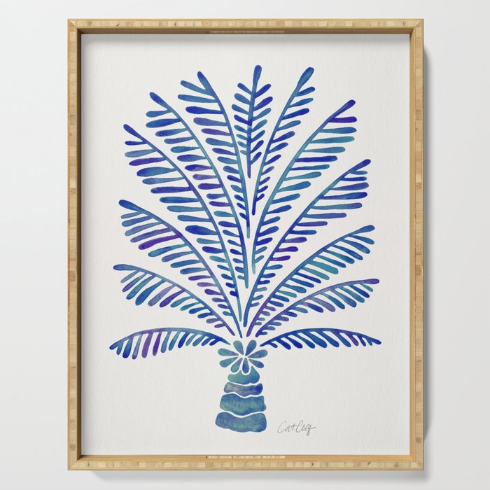 Palm Tree - Navy Palette Serving Tray Gallery Image 1