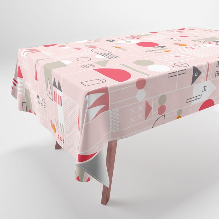 City life blocks pearl pink Tablecloth Gallery Image 1