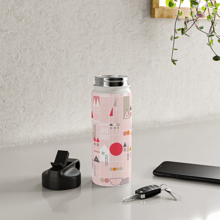 City life blocks pearl pink Water Bottle Gallery Image 4
