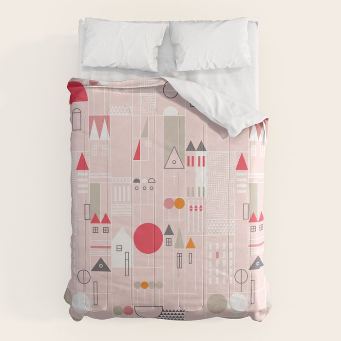 City life blocks pearl pink Comforter Gallery Image 1