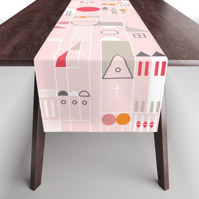 City life blocks pearl pink Table Runner Gallery Image 1