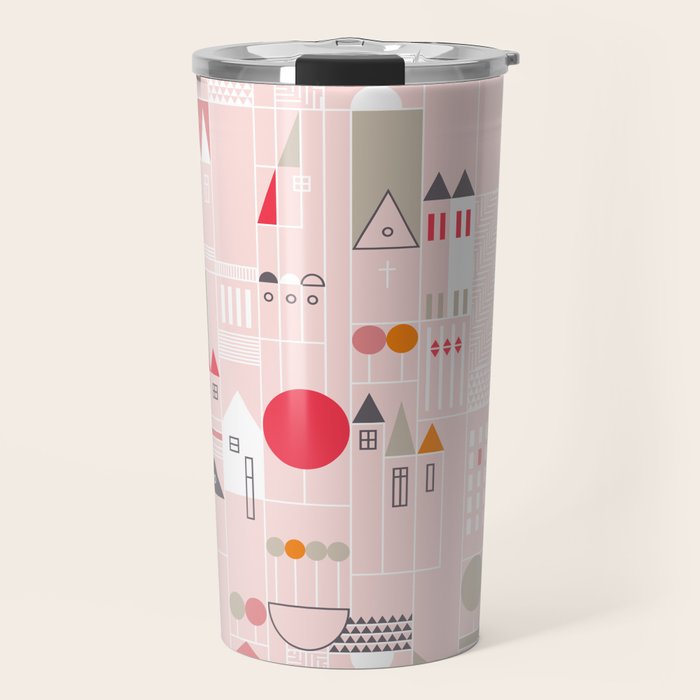 City life blocks pearl pink Travel Mug Gallery Image 1