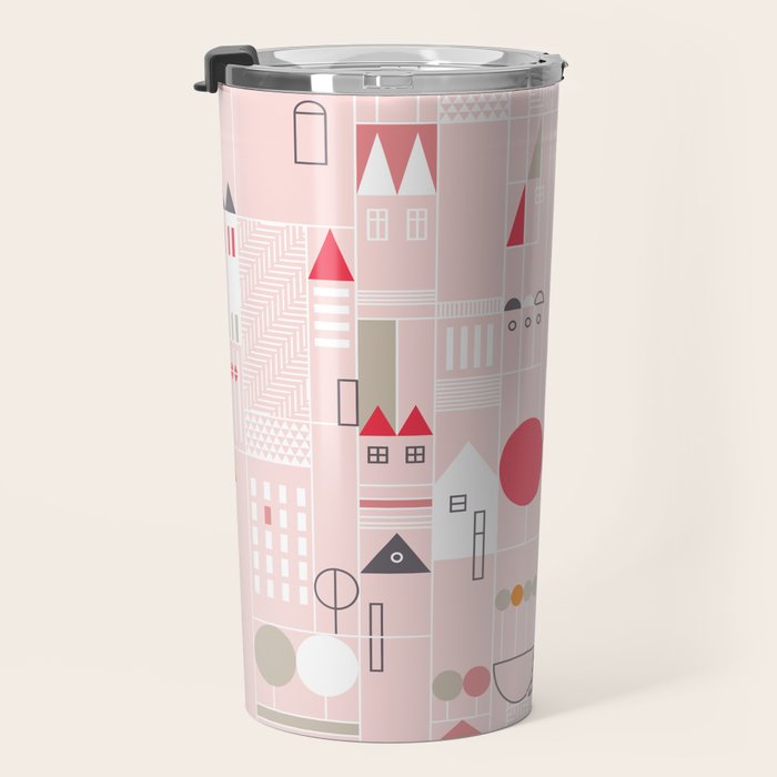 City life blocks pearl pink Travel Mug Gallery Image 3