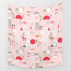 City life blocks pearl pink Wall Tapestry Gallery Image 4