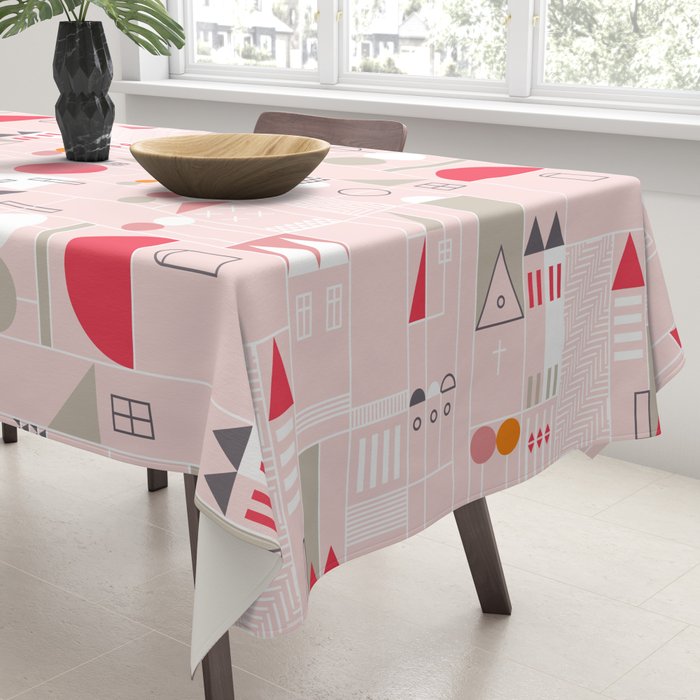 City life blocks pearl pink Tablecloth Gallery Image 3