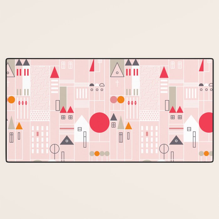 City life blocks pearl pink Desk Mat Gallery Image 3