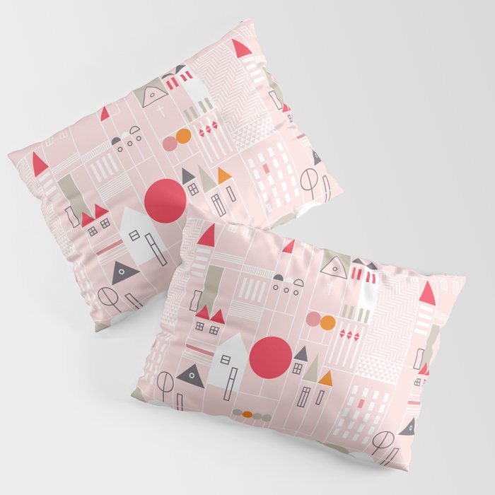 City life blocks pearl pink Pillow Sham Gallery Image 3