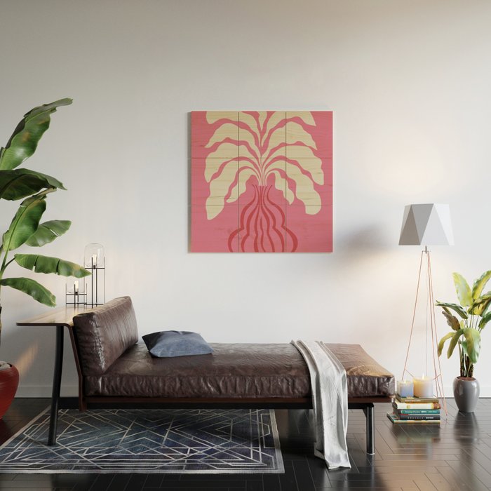 Minimal leaf and vase Wood Wall Art Gallery Image 2