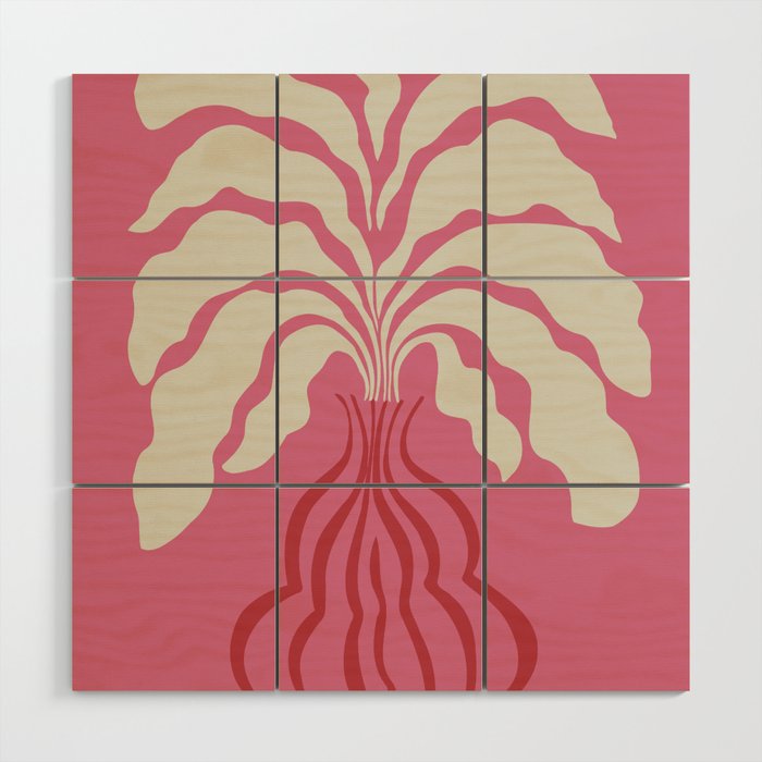 Minimal leaf and vase Wood Wall Art Gallery Image 1