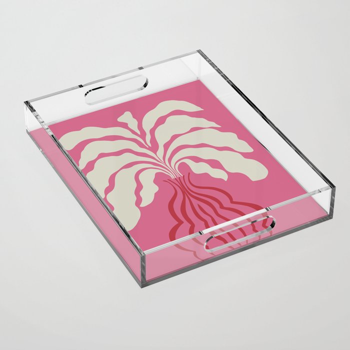 Minimal leaf and vase Acrylic Tray Gallery Image 1