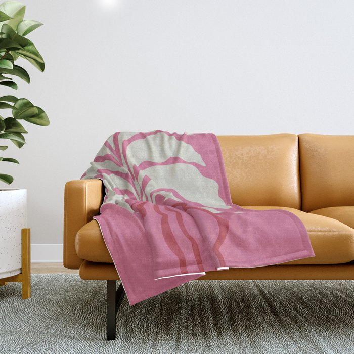 Minimal leaf and vase Throw Blanket Gallery Image 1