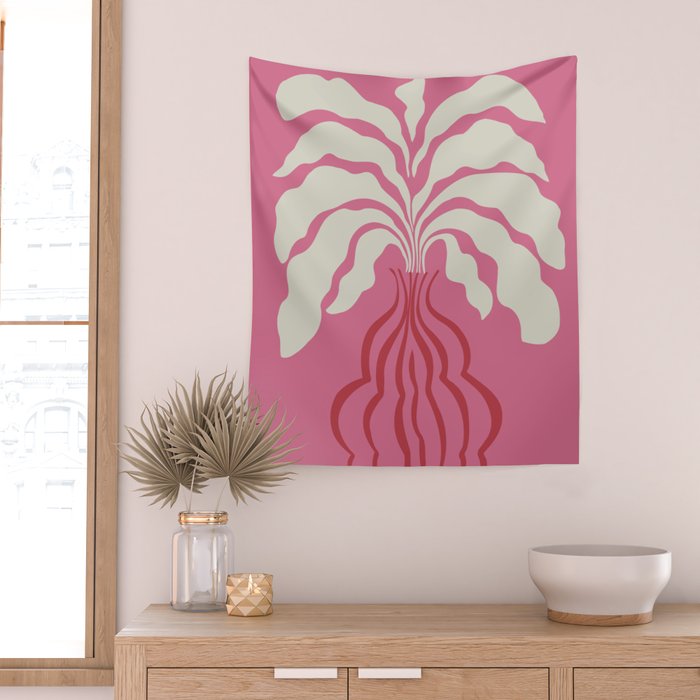 Minimal leaf and vase Wall Tapestry Gallery Image 2