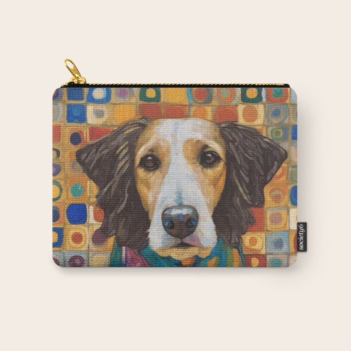 Gustav Klimt Style Dog with Colorful Scarf Carry All Pouch Gallery Image 1