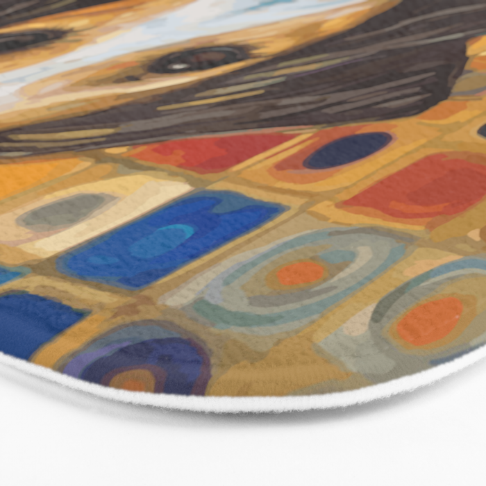 Gustav Klimt Style Dog with Colorful Scarf Bath Mat Gallery Image 3