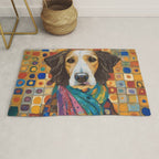 Gustav Klimt Style Dog with Colorful Scarf Rug Gallery Image 1
