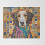 Gustav Klimt Style Dog with Colorful Scarf Throw Blanket Gallery Image 2