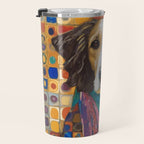 Gustav Klimt Style Dog with Colorful Scarf Travel Mug Gallery Image 3