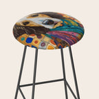 Gustav Klimt Style Dog with Colorful Scarf Stool Gallery Image 2