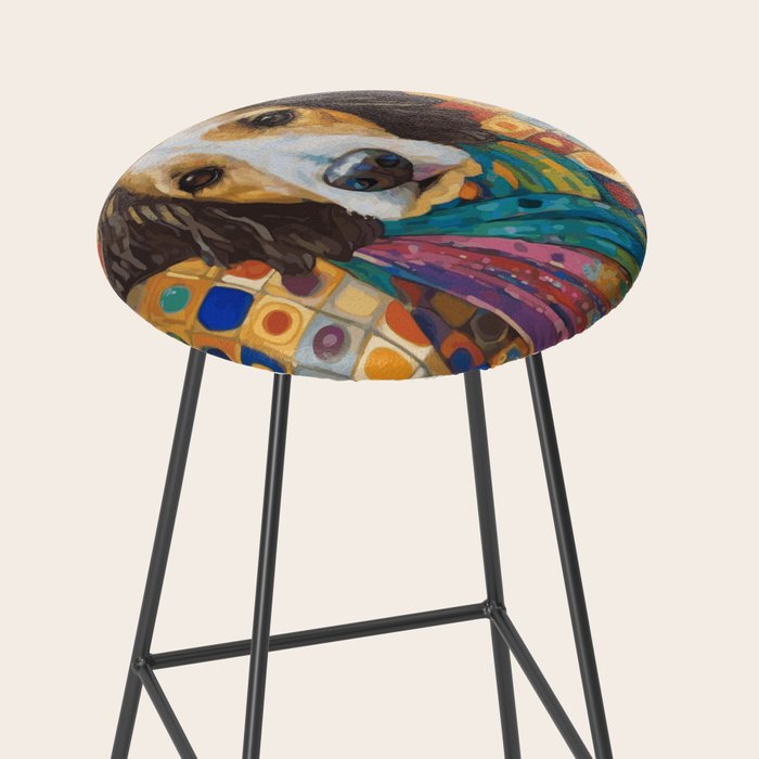 Gustav Klimt Style Dog with Colorful Scarf Stool Gallery Image 2