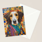 Gustav Klimt Style Dog with Colorful Scarf Stationery Card Gallery Image 2