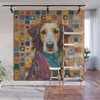 Gustav Klimt Style Dog with Colorful Scarf Wall Mural Gallery Image 1