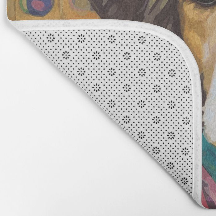 Gustav Klimt Style Dog with Colorful Scarf Bath Mat Gallery Image 2