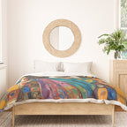 Gustav Klimt Style Dog with Colorful Scarf Duvet Cover Gallery Image 3