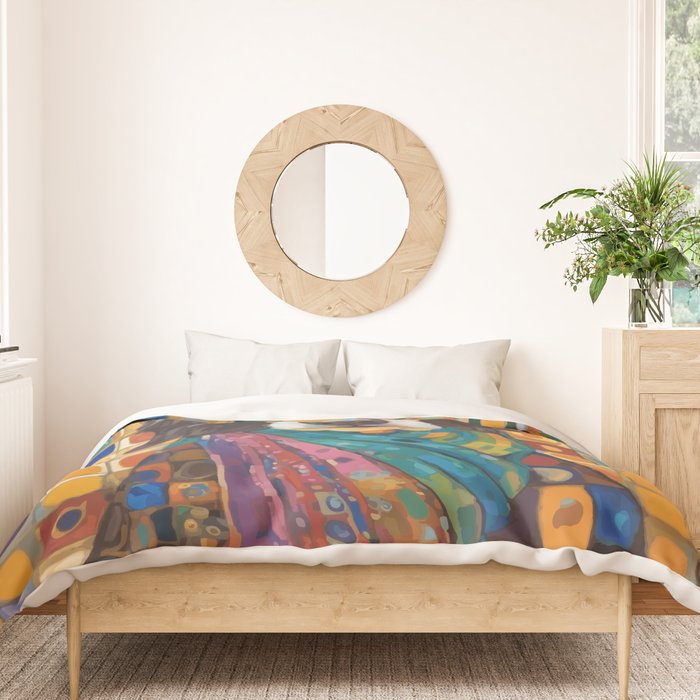 Gustav Klimt Style Dog with Colorful Scarf Duvet Cover Gallery Image 3