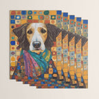 Gustav Klimt Style Dog with Colorful Scarf Wrapping Paper Gallery Image 3