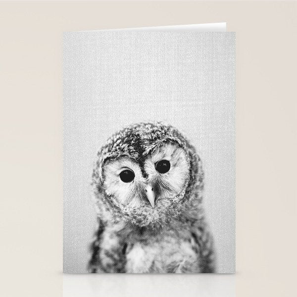 Baby Owl - Black & White Stationery Card Gallery Image 1
