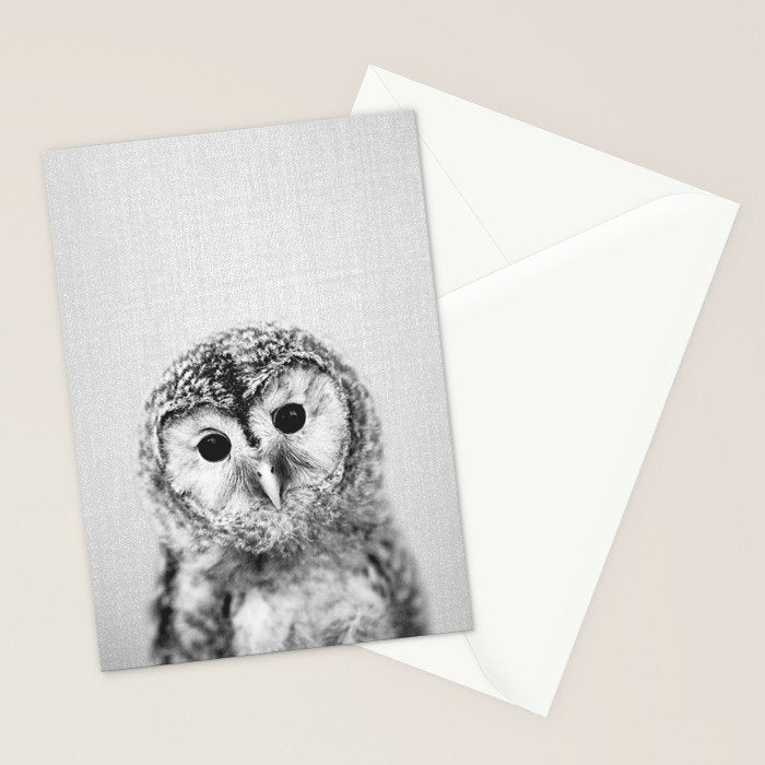 Baby Owl - Black & White Stationery Card Gallery Image 2