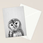 Baby Owl - Black & White Stationery Card Gallery Image 2