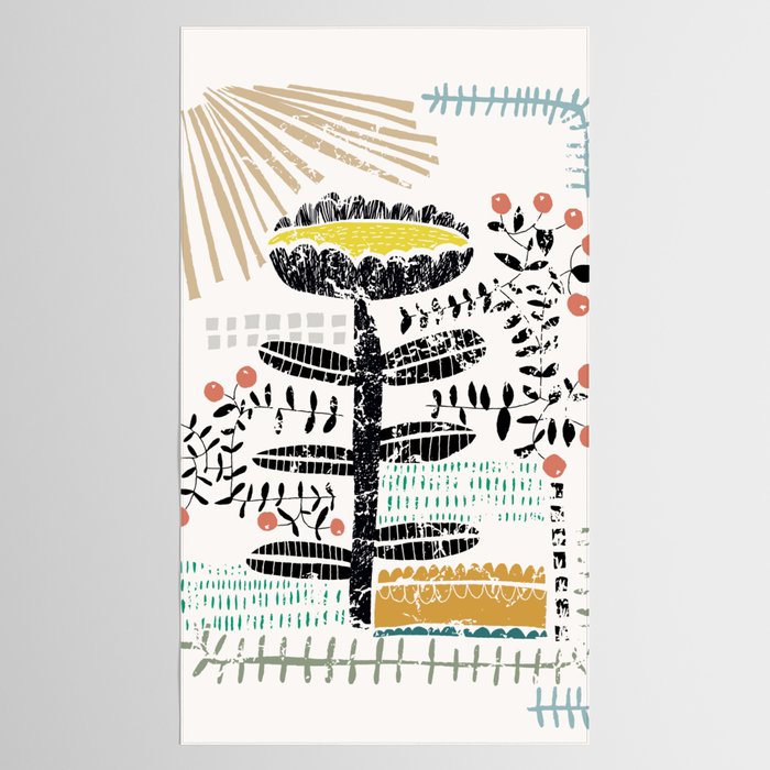 Block print bold flower Tablecloth Gallery Image 2