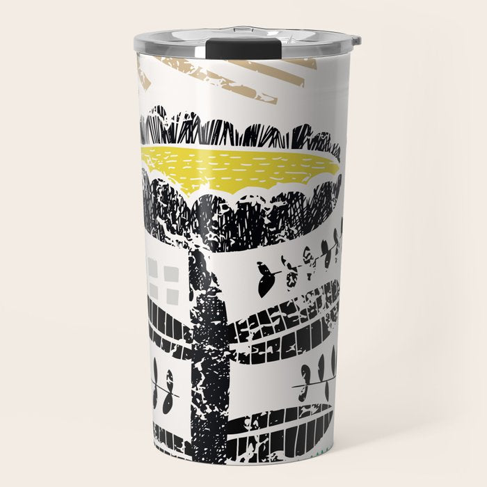 Block print bold flower Travel Mug Gallery Image 1