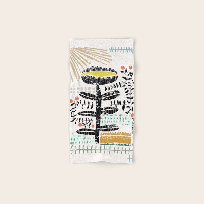 Block print bold flower Bath Towel Gallery Image 1