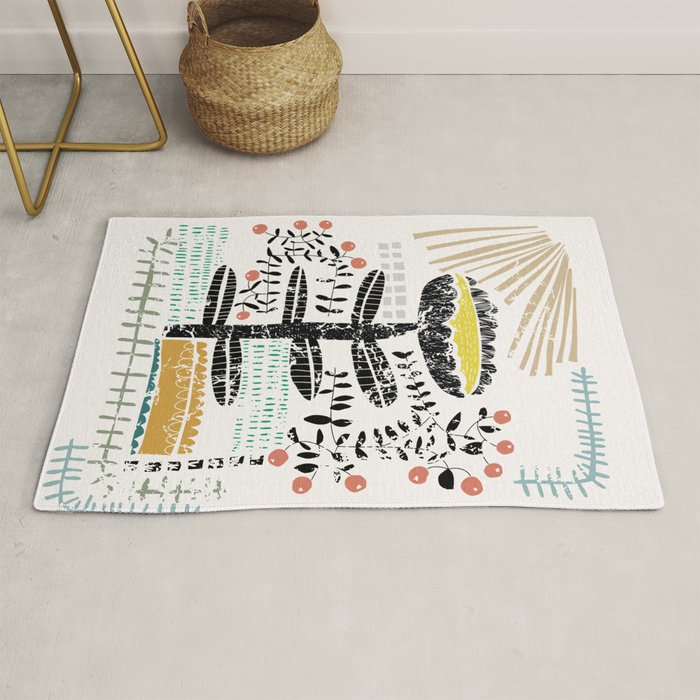 Block print bold flower Rug Gallery Image 1