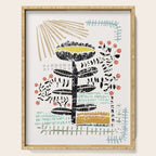 Block print bold flower Serving Tray Gallery Image 1