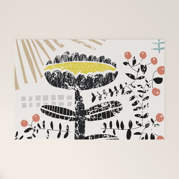Block print bold flower Welcome Mat Gallery Image 1