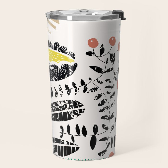 Block print bold flower Travel Mug Gallery Image 2