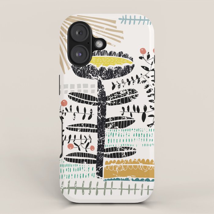 Block print bold flower iPhone Case Gallery Image 1