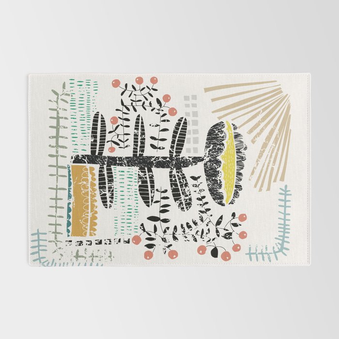Block print bold flower Rug Gallery Image 2