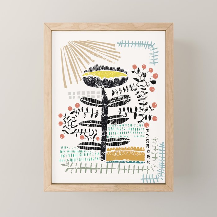 Block print bold flower Mini Art Print Gallery Image 1