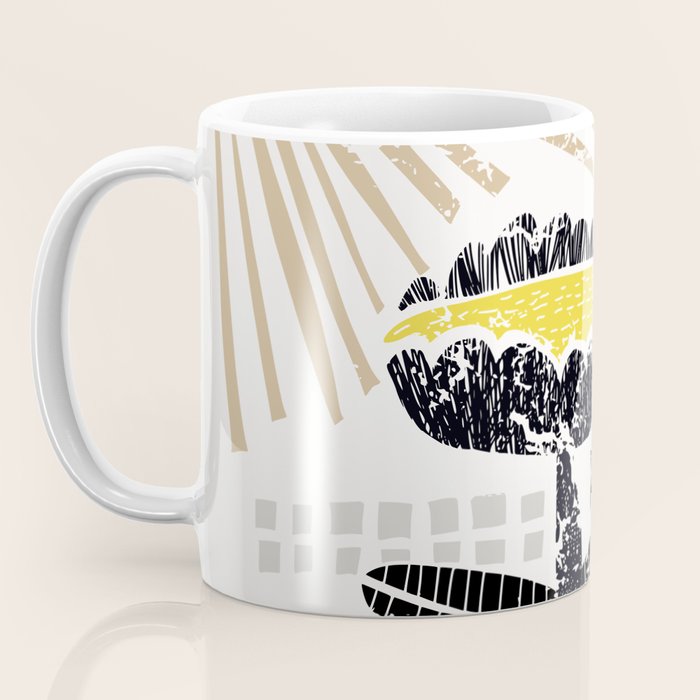 Block print bold flower Coffee Mug Gallery Image 3