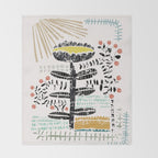 Block print bold flower Throw Blanket Gallery Image 2