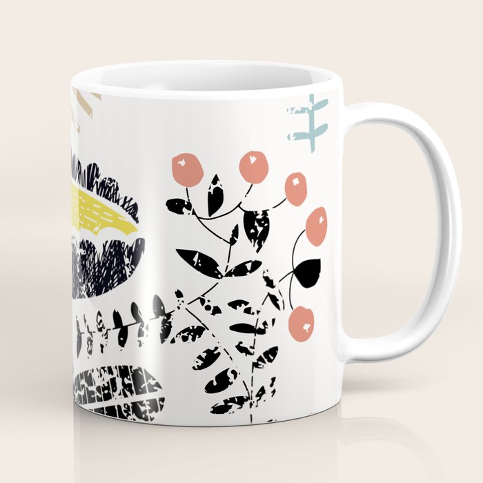 Block print bold flower Coffee Mug Gallery Image 1