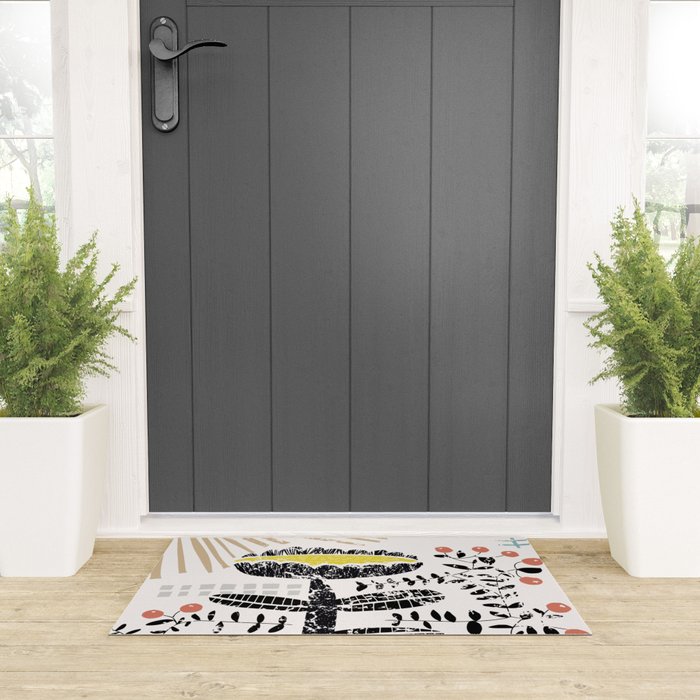 Block print bold flower Welcome Mat Gallery Image 3