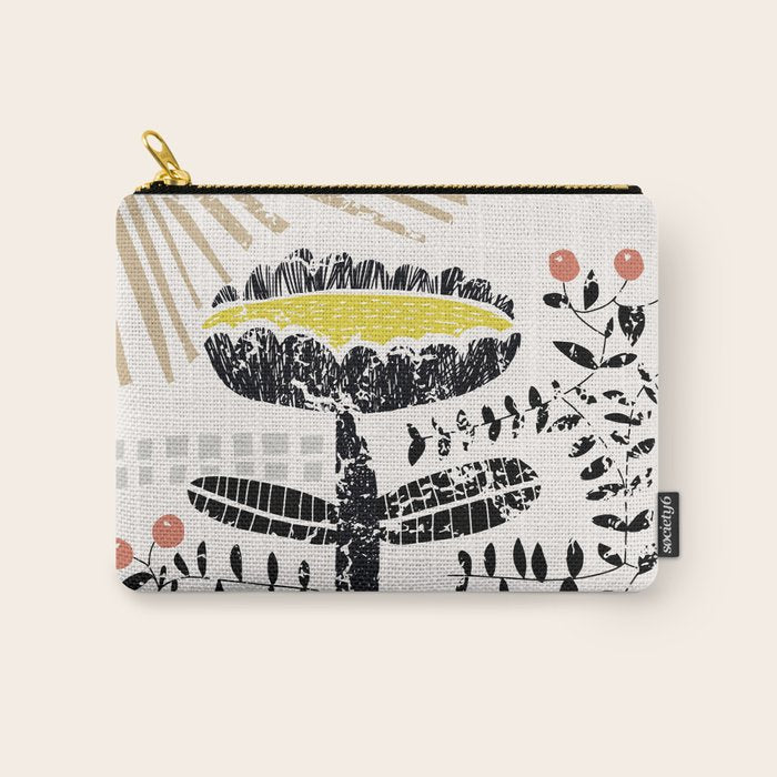 Block print bold flower Carry All Pouch Gallery Image 1