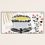 Block print bold flower Desk Mat Gallery Image 1