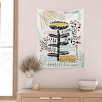 Block print bold flower Wall Tapestry Gallery Image 2